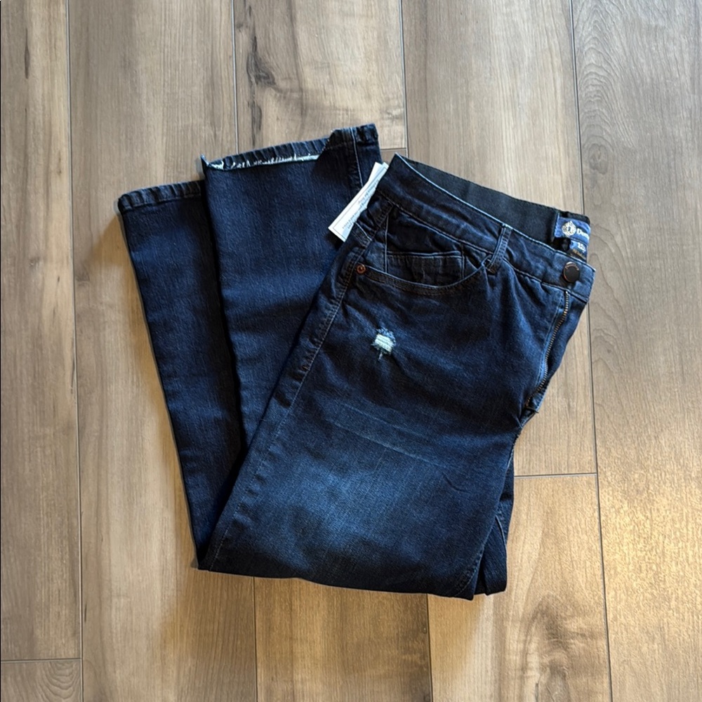Democracy “Ab”solution High Rise Slim Straight Crop Fray Hem Jeans 12P NWT
